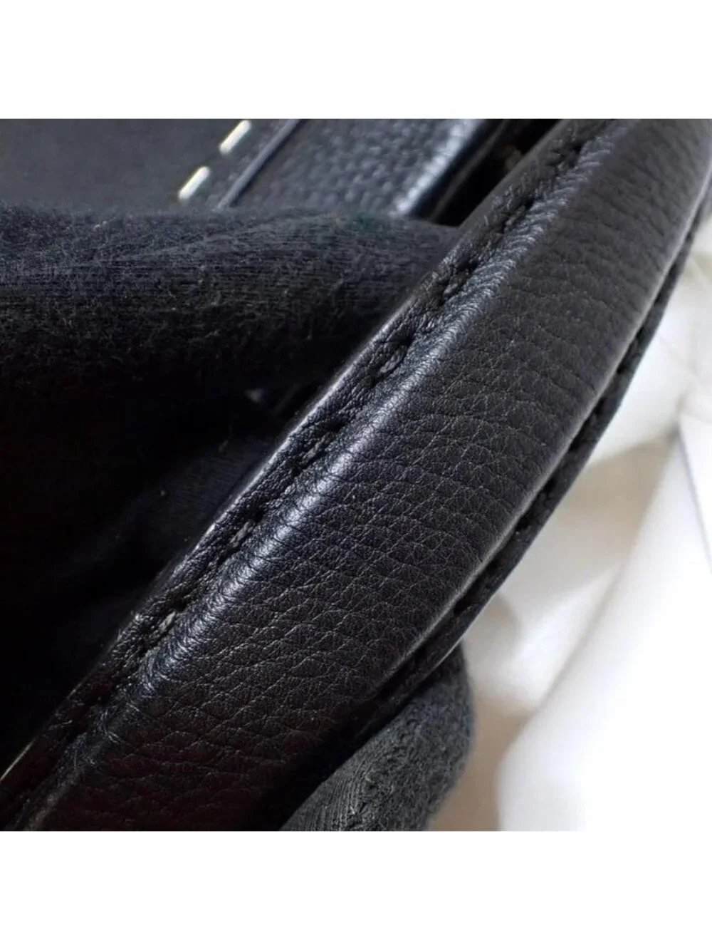 Fendi Selleria Peekaboo Business Bag Handbag Leather Black